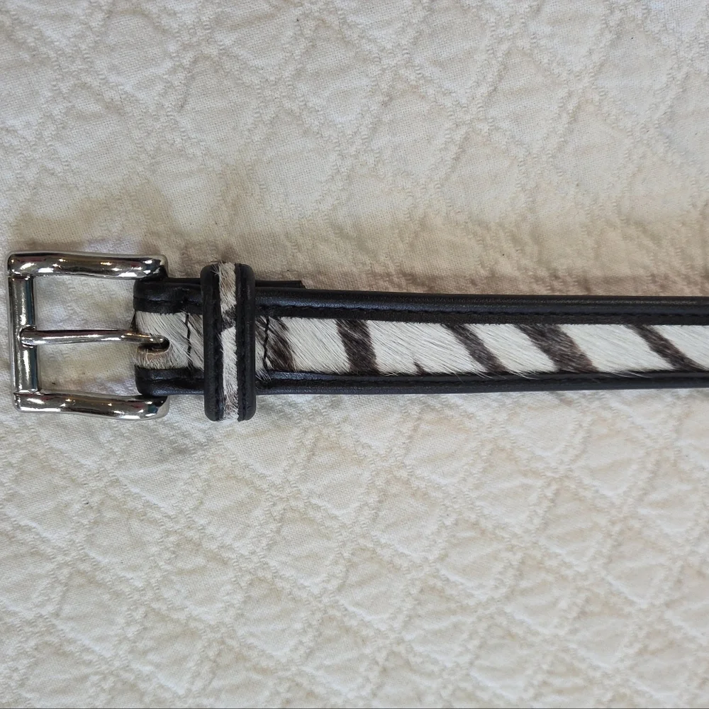 Amanda Smith Zebra Print Calf Hair Thin Belt - Picture 7 of 9